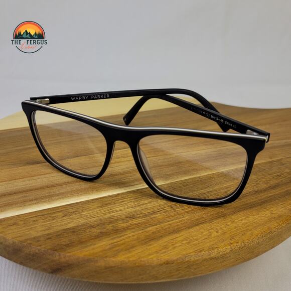 Modern Warby Parker Fletcher Frames M 103 55-15-145 White Pinstripe Matte Black - Picture 1 of 11